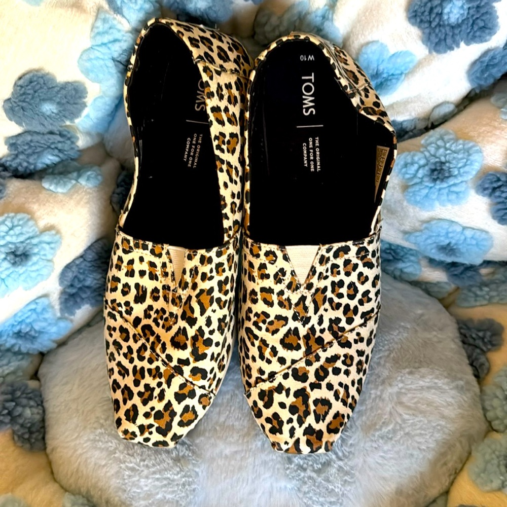 Tom’s leopard print slip on shoes